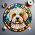 Bichon Frise Circular Glass Suncatcher Worktop Saver